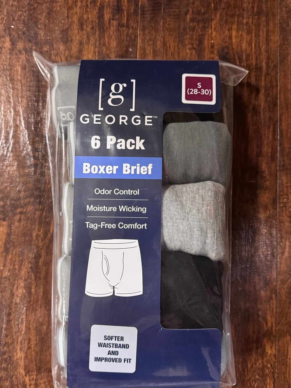 George 6-Pack Boxer Briefs - Gray, Light Gray, Black